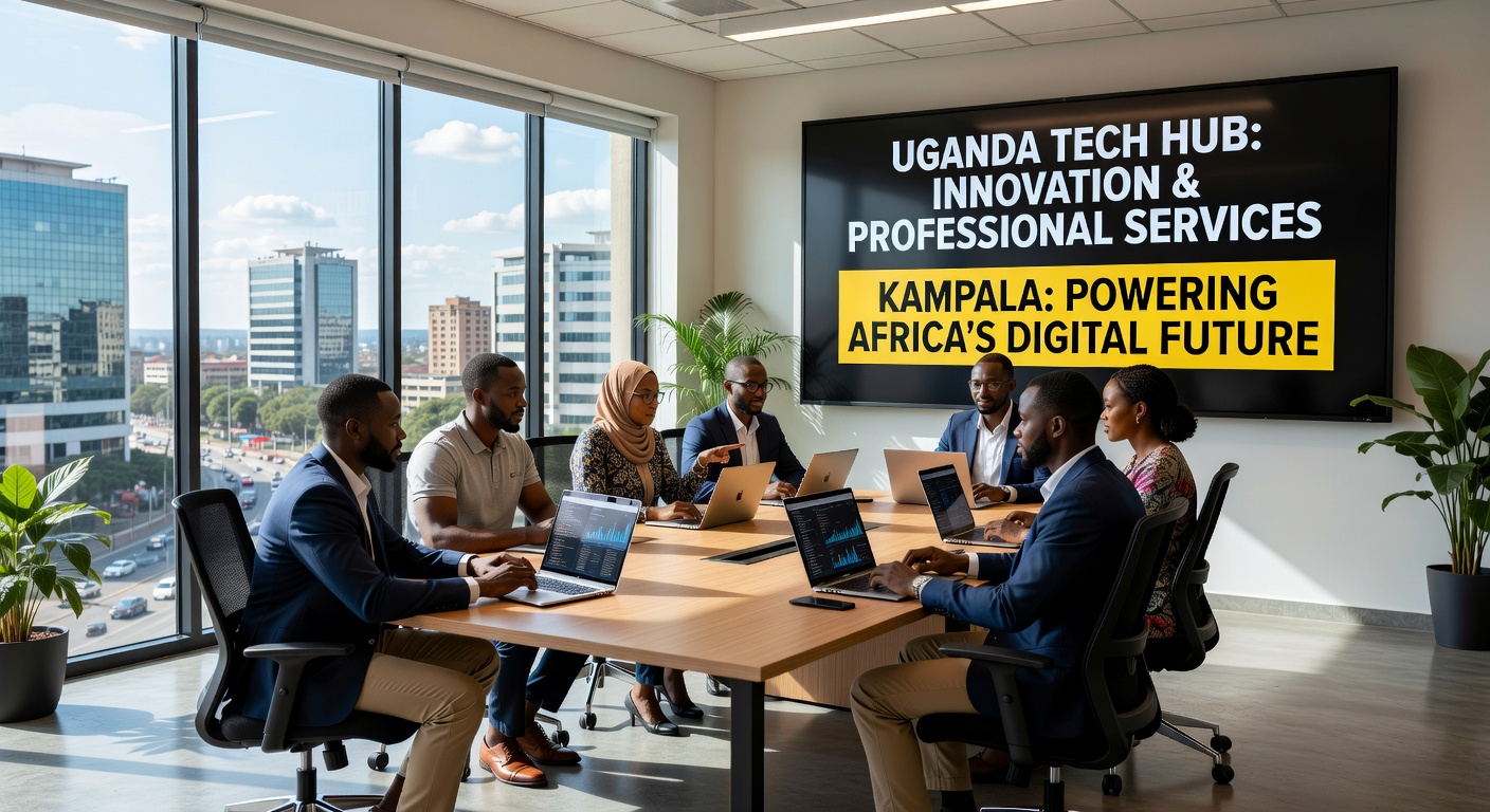 Ugandan professionals collaborating in a modern Kampala office