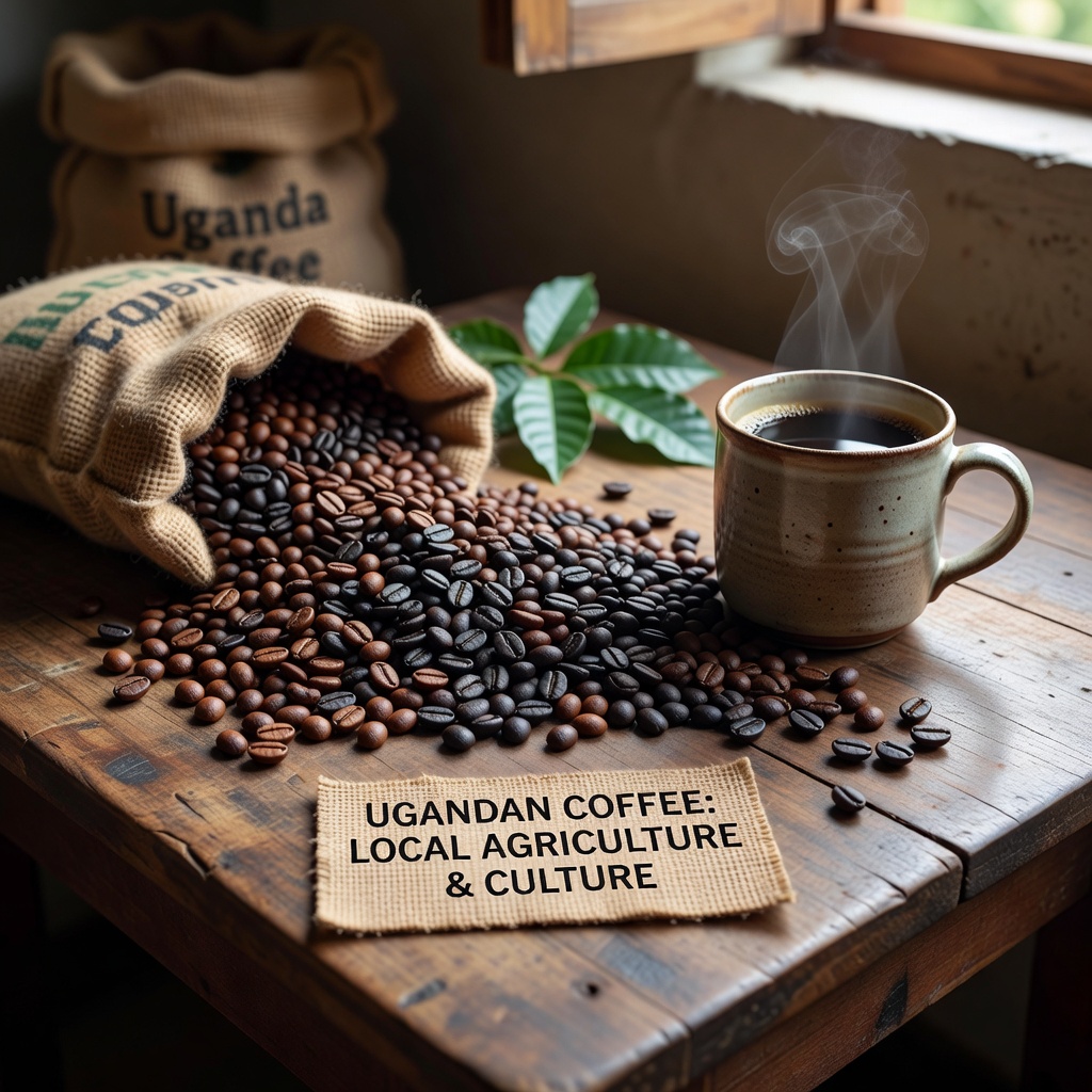 Premium Ugandan Robusta coffee beans drying in the sun