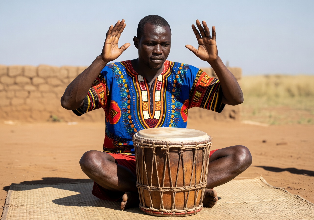 Ugandan drummers performing traditional drum music
